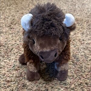 Plush Stuffed Bison Toy - Brown and White